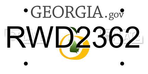 RWD2362 Georgia License Plate