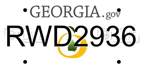 RWD2936 Georgia License Plate