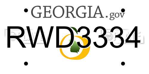RWD3334 Georgia License Plate