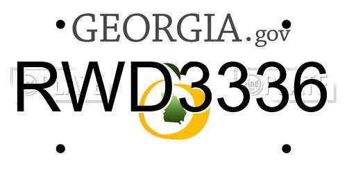 RWD3336 Georgia License Plate