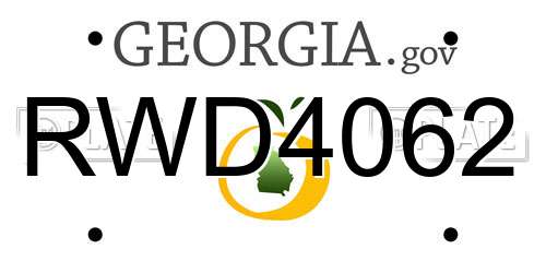 RWD4062 Georgia License Plate