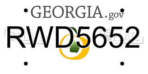 RWD5652 Georgia License Plate