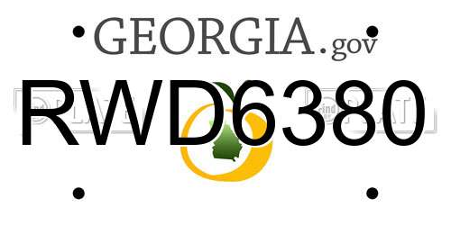RWD6380 Georgia License Plate