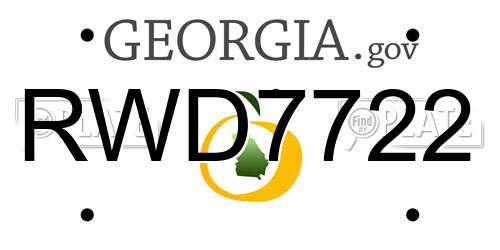 RWD7722 Georgia License Plate