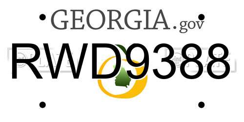 RWD9388 Georgia License Plate