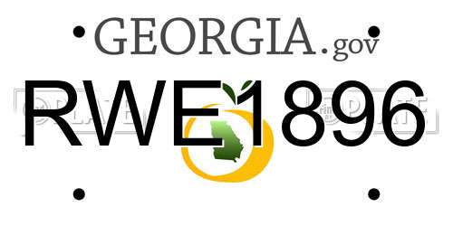 RWE1896 Georgia License Plate