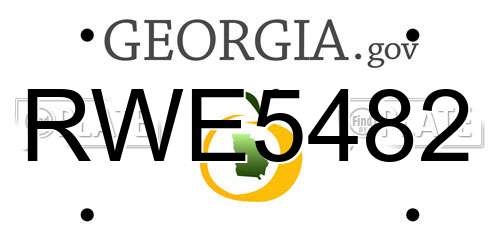 RWE5482 Georgia License Plate