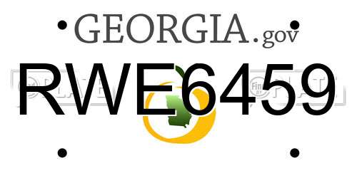 RWE6459 Georgia License Plate