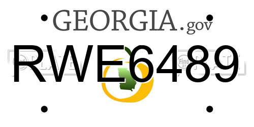 RWE6489 Georgia License Plate