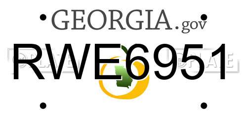 RWE6951 Georgia License Plate