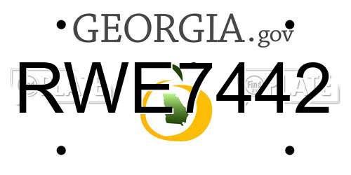 RWE7442 Georgia License Plate