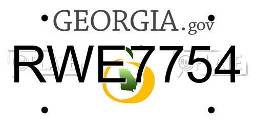 RWE7754 Georgia License Plate