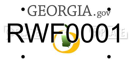 RWF0001 Georgia License Plate