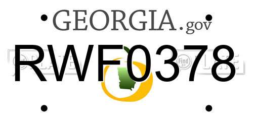 RWF0378 Georgia License Plate