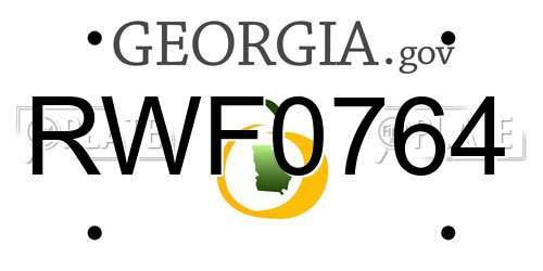 RWF0764 Georgia License Plate