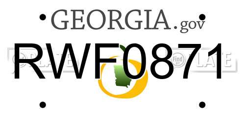RWF0871 Georgia License Plate