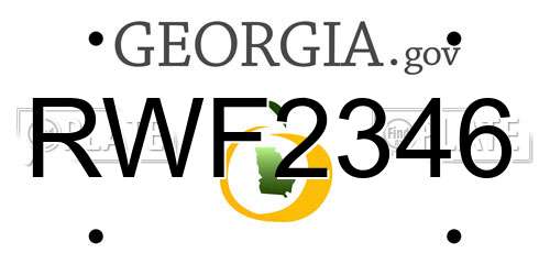 RWF2346 Georgia License Plate