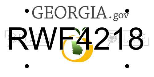 RWF4218 Georgia License Plate