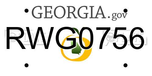 RWG0756 Georgia License Plate