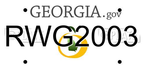 RWG2003 Georgia License Plate