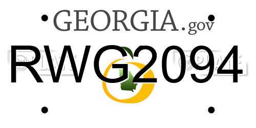RWG2094 Georgia License Plate