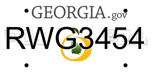RWG3454 Georgia License Plate