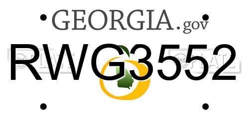 RWG3552 Georgia License Plate