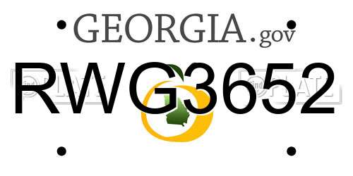 RWG3652 Georgia License Plate