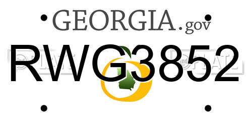 RWG3852 Georgia License Plate