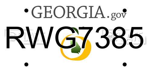 RWG7385 Georgia License Plate