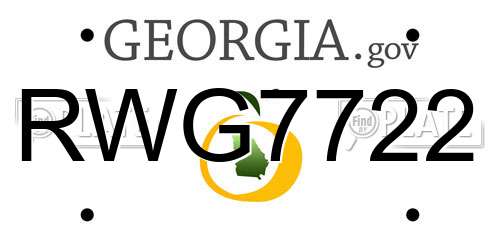 RWG7722 Georgia License Plate