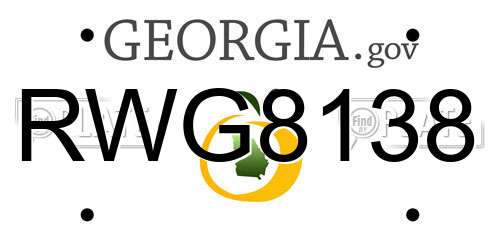 RWG8138 Georgia License Plate