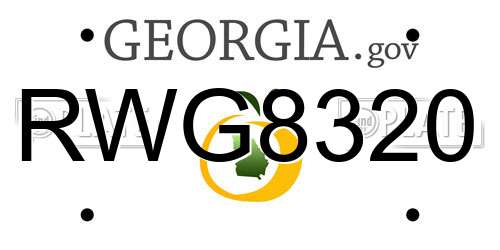 RWG8320 Georgia License Plate