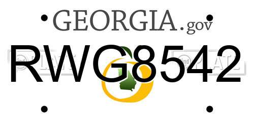 RWG8542 Georgia License Plate