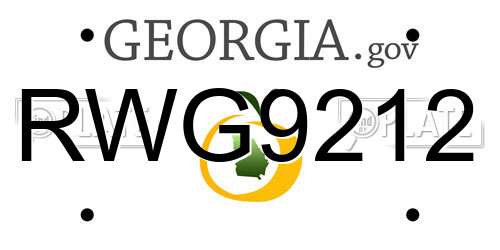 RWG9212 Georgia License Plate