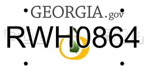 RWH0864 Georgia License Plate
