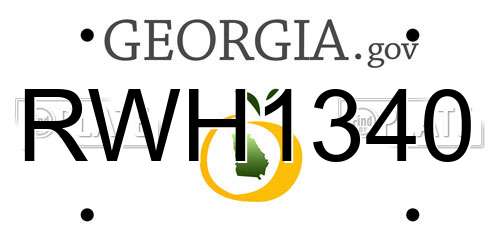 RWH1340 Georgia License Plate