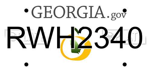 RWH2340 Georgia License Plate