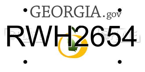 RWH2654 Georgia License Plate