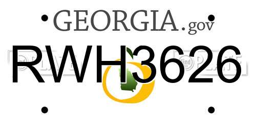 RWH3626 Georgia License Plate