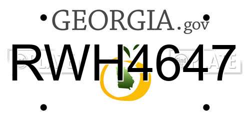 RWH4647 Georgia License Plate