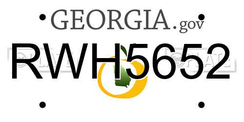 RWH5652 Georgia License Plate
