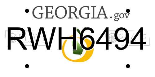 RWH6494 Georgia License Plate