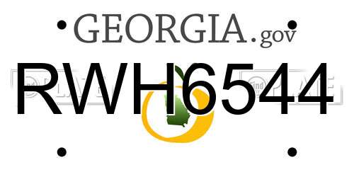 RWH6544 Georgia License Plate