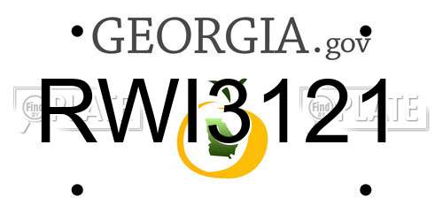 RWI3121 Georgia License Plate