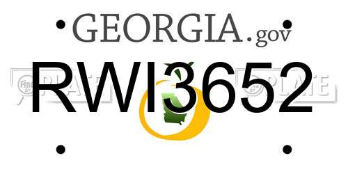RWI3652 Georgia License Plate