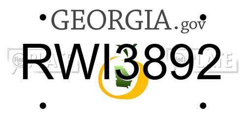 RWI3892 Georgia License Plate