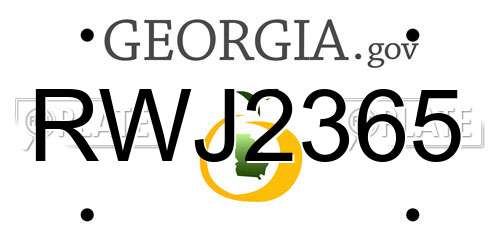 RWJ2365 Georgia License Plate