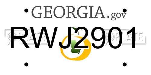 RWJ2901 Georgia License Plate