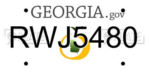RWJ5480 Georgia License Plate